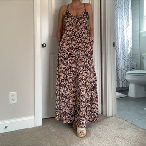 Women’s silk slip dress with built in bra.